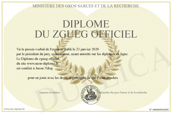 Diplome du zgueg officiel