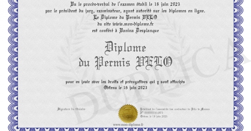 diplome-du-permis-velo