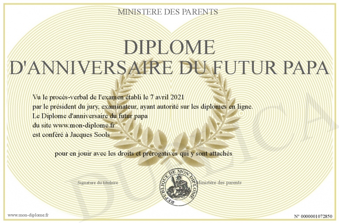 Diplome D Anniversaire Du Futur Papa