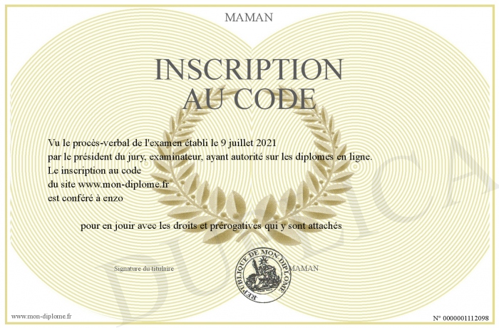 Papier D Inscription Au Code | Inscription au code en candidat libre ...