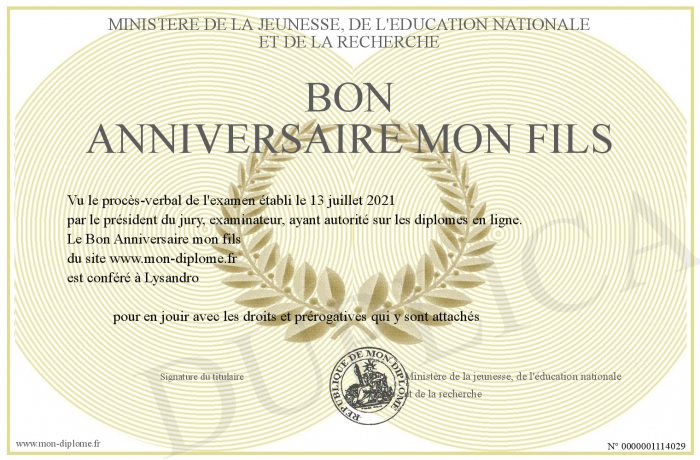 Bon Anniversaire Mon Fils