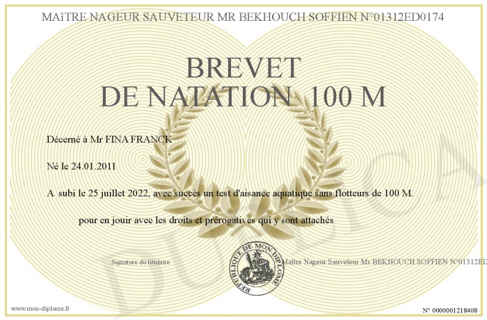 MEDAILLE PENDENTIF Brevet De Natation Maitres Nageurs Sauveteurs Metal Dore EUR 16,90 - FR