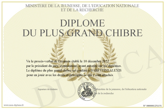 Diplome Du Plus Grand Chibre Diplome Du Plus Grand Chibre