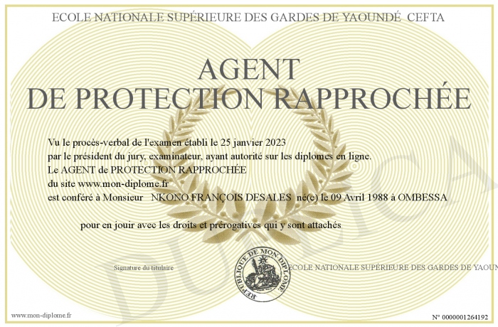Protection Rapproche Personnelle AGENT de PROTECTION RAPPROCHÉE
