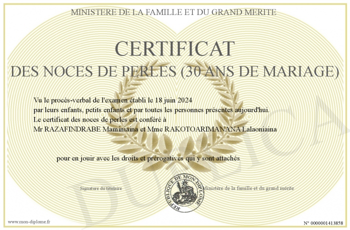 CERTIFICAT DES NOCES DE PERLES 30 Ans De Mariage certificat-des-noces-de-perles-30-ans-de-mariage