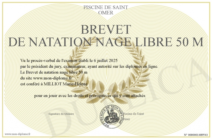 Brevet De Natation Nage Libre 50 M Brevet De Natation Nage Libre 50 M