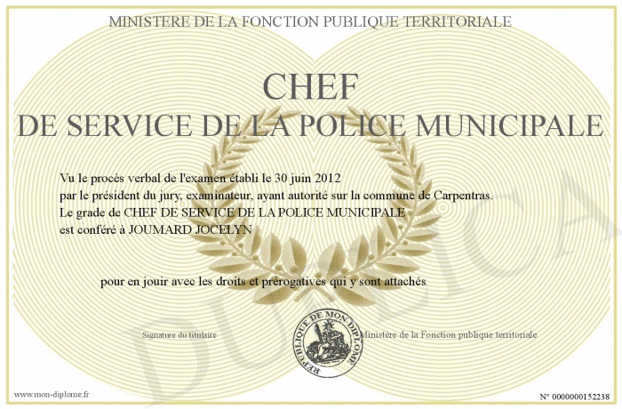 CHEF DE SERVICE DE LA POLICE MUNICIPALE
