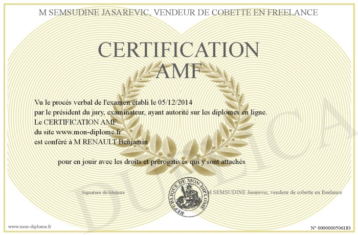 CERTIFICATION-AMF