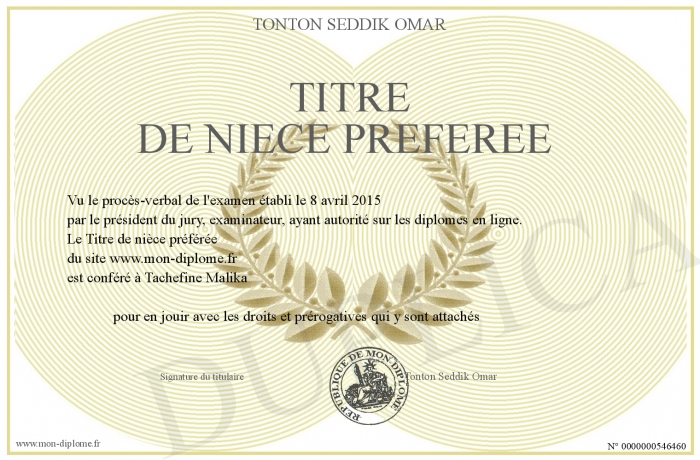 Titre De Niece Preferee Titre De Niece Preferee