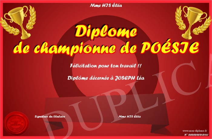 Diplome De Championne De PO SIE Diplome De Championne De PO SIE