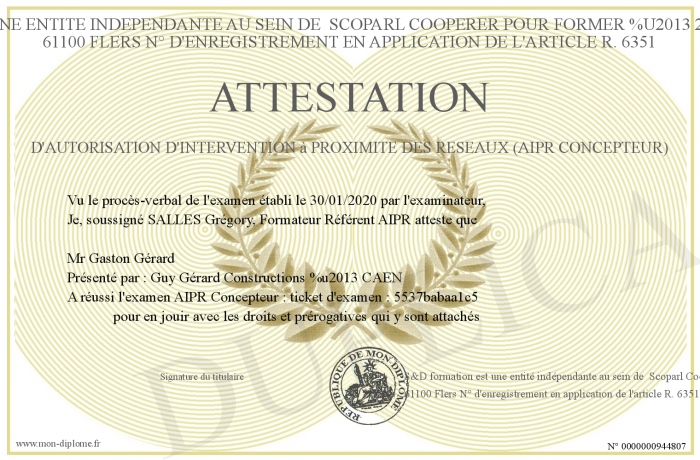 Attestation D Autorisation D Intervention A Proximite Des Reseaux AIPR 