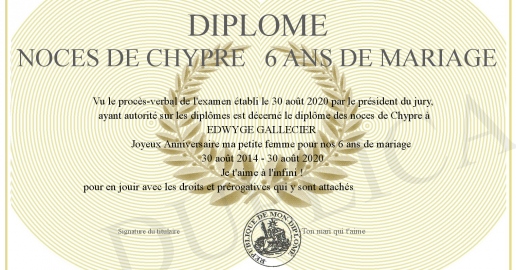 Bougie Noces De Chypre - 6 Ans De Mariage - Cire Et Parfum