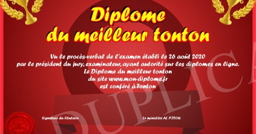 Diplome du meilleur tonton