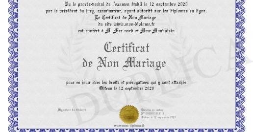 Certificat de Non Mariage