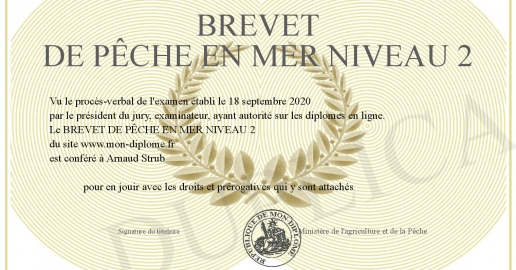 BREVET DE PÊCHE EN MER NIVEAU 2