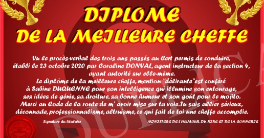 DIPLOME DE LA MEILLEURE CHEFFE