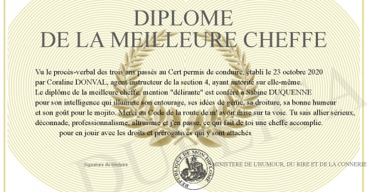 DIPLOME DE LA MEILLEURE CHEFFE