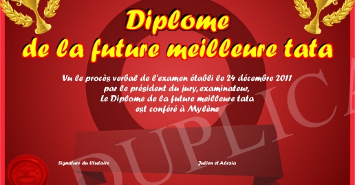 Diplome de la future meilleure tata