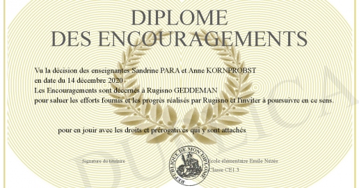 Diplome Des Encouragements diplome-des-encouragements