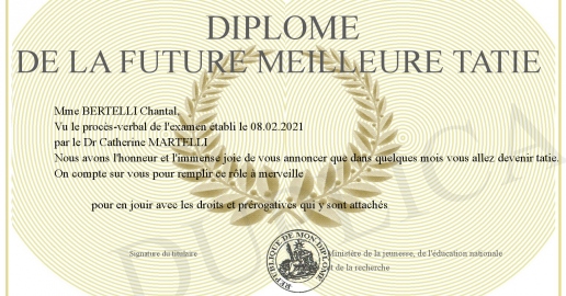 Diplome de la future meilleure tatie
