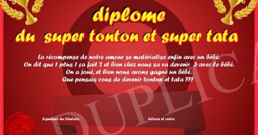 diplome du super tonton et super tata