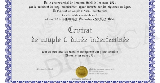 Contrat de couple a duree inderteminee