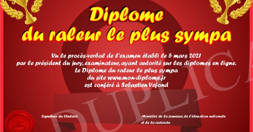 Diplome du raleur le plus sympa