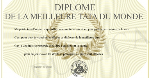 Diplome de la meilleure tata du monde