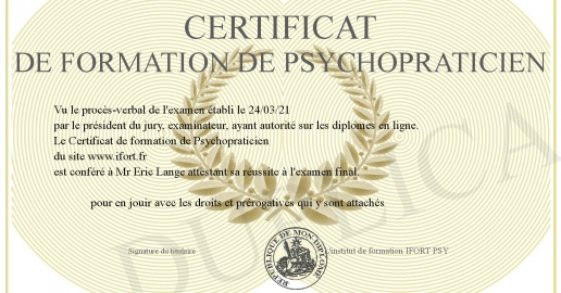 Certificat de formation de Psychopraticien
