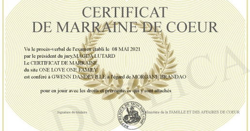 CERTIFICAT DE MARRAINE DE COEUR