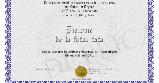 Diplome de la futur tata