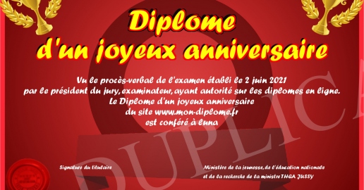 Diplome d un joyeux anniversaire