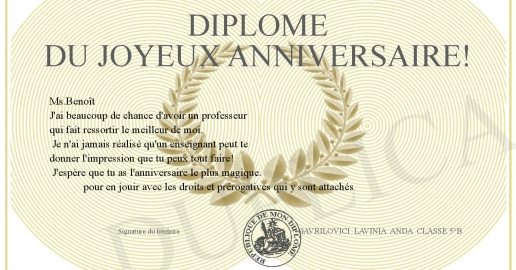 Diplome du Joyeux anniversaire!
