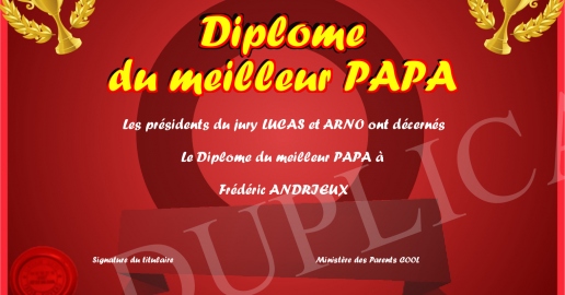 Diplome du meilleur PAPA