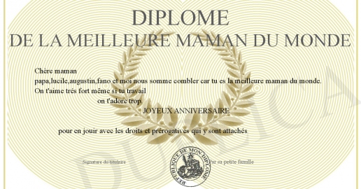 Diplome de la meilleure maman du monde