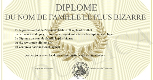 Diplome du nom de famille le plus bizarre