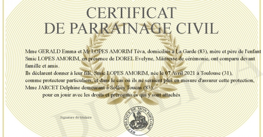 Certificat De Parrainage Civil Vierge à Imprimer CERTIFICAT DE PARRAINAGE CIVIL