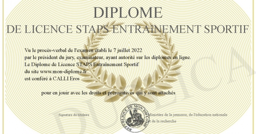 Diplome de Licence STAPS Entrainement Sportif