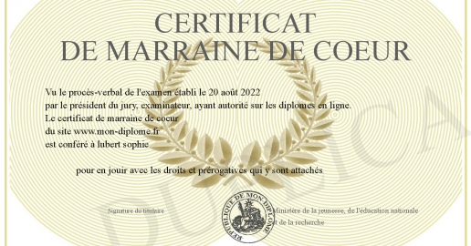 certificat de marraine de coeur