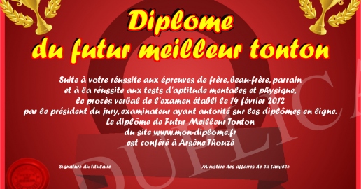 Diplome du futur meilleur tonton