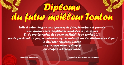 Diplome du futur meilleur Tonton
