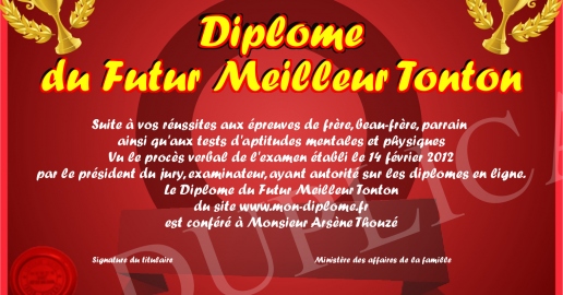 Diplome du Futur Meilleur Tonton