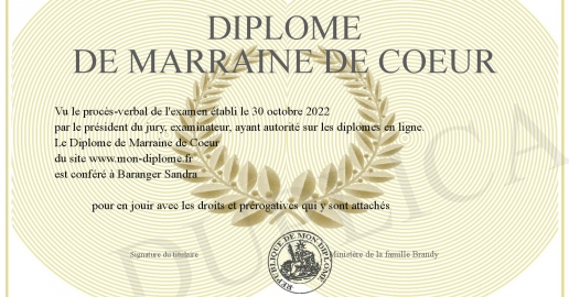Diplome de Marraine de Coeur