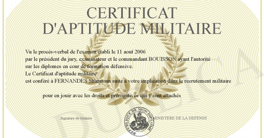 CERTIFICAT D APTITUDE MILITAIRE