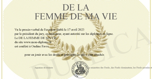 DE LA FEMME DE MA VIE
