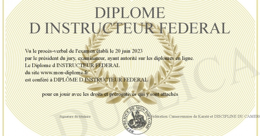 Instructeur Diplome d INSTRUCTEUR FEDERAL