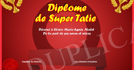 Diplome de Super Tatie