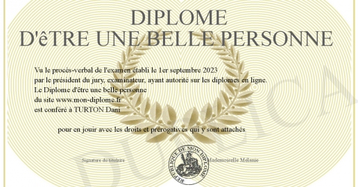 Diplome d etre une belle personne
