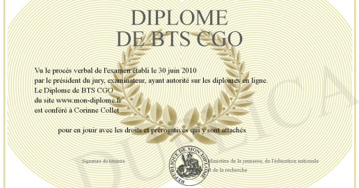 Diplome de BTS CGO