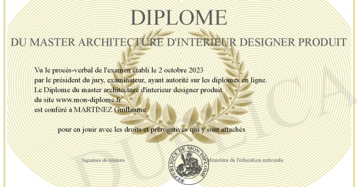 Diplome du master architecture d interieur designer produit